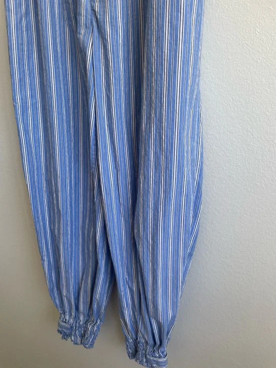 Anthropologie Striped Jogger Pants S Blue White Elastic Waist Boho Tencel - Picture 4 of 9